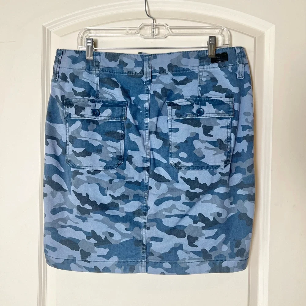 7 For All Mankind Blue Camo Cargo Mini Skirt Sz 12 Y2K Streetwear Utility Gorp